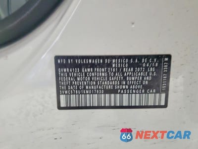 Zdjęcie 12 z 12 samochodu: 2019 VOLKSWAGEN JETTA S VIN:3VWC57BU1KM017930 - miniatura