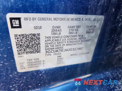 Zdjęcie 12 z 12 samochodu: 2018 CHEVROLET SILVERADO K1500 HIGH COUNTRY VIN:3GCUKTEJ4JG317467 - miniatura