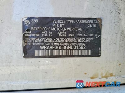 Zdjęcie 12 z 12 samochodu: 2016 BMW 328 XI SULEV VIN:WBA8E3G53GNU01592 - miniatura
