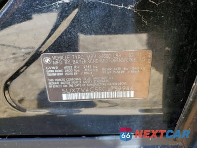 Zdjęcie 13 z 13 samochodu: 2012 BMW X5 XDRIVE35I VIN:5UXZV4C55CL759946 - miniatura
