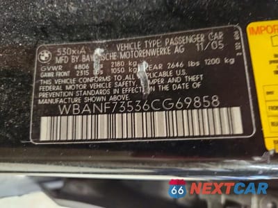 Zdjęcie 12 z 12 samochodu: 2006 BMW 530 XI VIN:WBANF73536CG69858 - miniatura