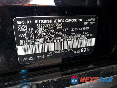 Zdjęcie 12 z 12 samochodu: 2022 MITSUBISHI OUTLANDER ES VIN:JA4J3TA88NZ073373 - miniatura