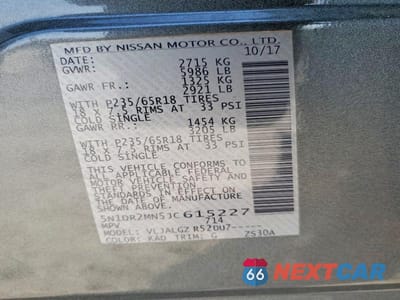 Zdjęcie 13 z 13 samochodu: 2018 NISSAN PATHFINDER SL VIN:5N1DR2MN5JC615227 - miniatura