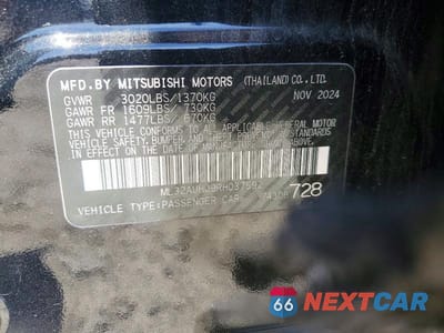 Zdjęcie 12 z 12 samochodu: 2024 MITSUBISHI MIRAGE ES VIN:ML32AUHJ9RH037592 - miniatura