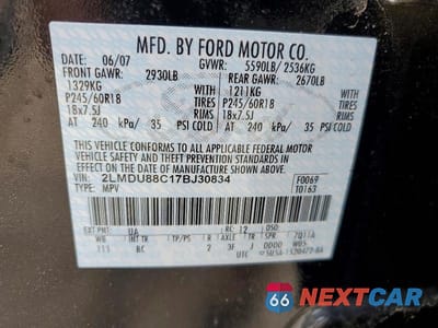 Zdjęcie 13 z 13 samochodu: 2007 LINCOLN MKX VIN:2LMDU88C17BJ30834 - miniatura