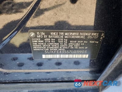 Zdjęcie 13 z 13 samochodu: 2007 BMW X5 3.0I VIN:5UXFE43557L011903 - miniatura