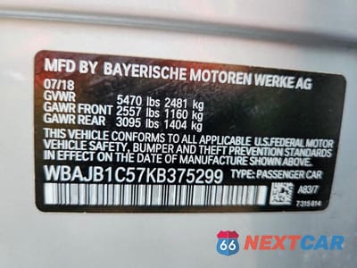 Zdjęcie 12 z 12 samochodu: 2019 BMW 530XE VIN:WBAJB1C57KB375299 - miniatura