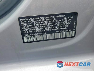 Zdjęcie 13 z 13 samochodu: 2020 VOLKSWAGEN PASSAT R-LINE VIN:1VWMA7A31LC017230 - miniatura