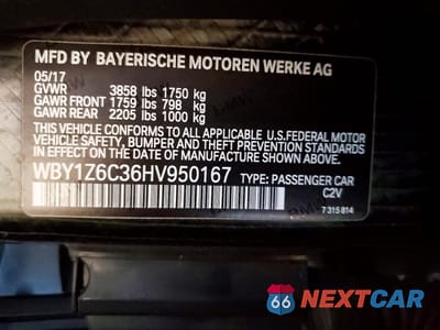Zdjęcie 12 z 12 samochodu: 2017 BMW I3 BEV VIN:WBY1Z6C36HV950167 - miniatura