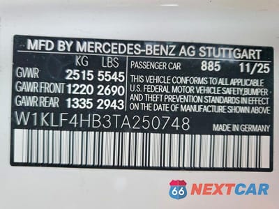 Zdjęcie 12 z 12 samochodu: 2026 MERCEDES-BENZ E 350 4MATIC VIN:W1KLF4HB3TA250748 - miniatura