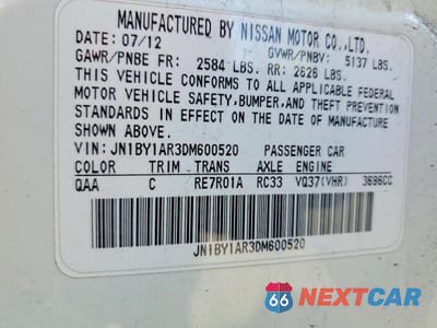 Zdjęcie 12 z 12 samochodu: 2013 INFINITI M37 X VIN:JN1BY1AR3DM600520 - miniatura