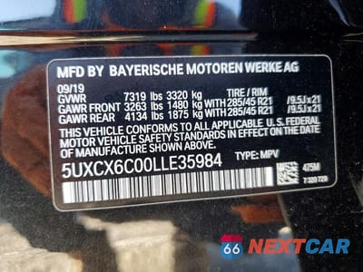 Zdjęcie 13 z 13 samochodu: 2020 BMW X7 M50I VIN:5UXCX6C00LLE35984 - miniatura