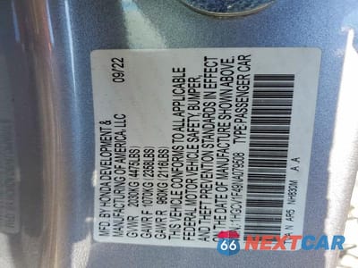 Zdjęcie 12 z 12 samochodu: 2022 HONDA ACCORD SPORT SE VIN:1HGCV1F49NA079508 - miniatura