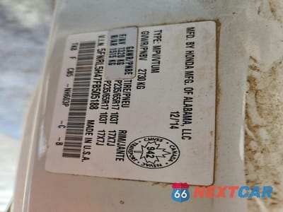 Zdjęcie 13 z 13 samochodu: 2015 HONDA ODYSSEY EX VIN:5FNRL5H47FB505188 - miniatura