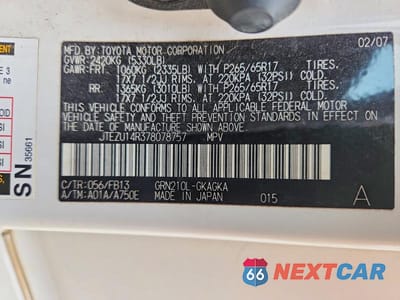 Zdjęcie 14 z 14 samochodu: 2007 TOYOTA 4RUNNER SPORT EDITION VIN:JTEZU14R378078757 - miniatura