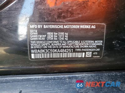 Zdjęcie 12 z 12 samochodu: 2019 BMW 330XI VIN:WBA8K3C59KA484251 - miniatura