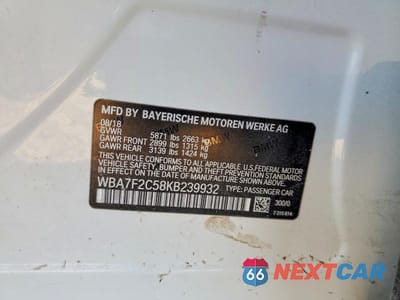 Zdjęcie 12 z 12 samochodu: 2019 BMW 750 XI VIN:WBA7F2C58KB239932 - miniatura