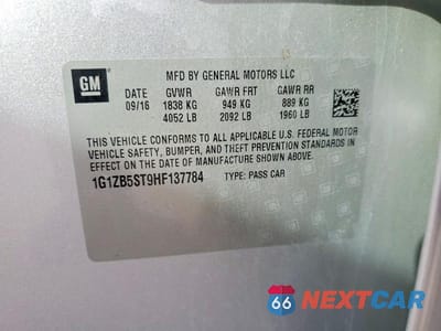 Zdjęcie 12 z 12 samochodu: 2017 CHEVROLET MALIBU LS VIN:1G1ZB5ST9HF137784 - miniatura