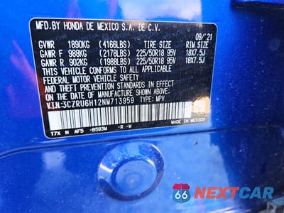 Zdjęcie 13 z 13 samochodu: 2022 HONDA HR-V SPORT VIN:3CZRU6H12NM713959 - miniatura