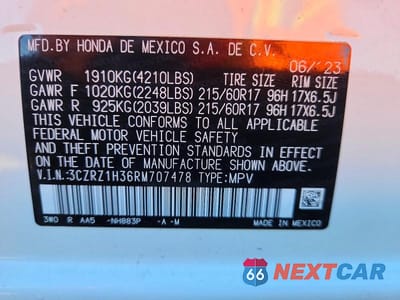 Zdjęcie 13 z 13 samochodu: 2024 HONDA HR-V LX VIN:3CZRZ1H36RM707478 - miniatura