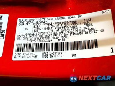 Zdjęcie 12 z 12 samochodu: 2013 TOYOTA TUNDRA GRADE VIN:5TFRM5F13DX062319 - miniatura