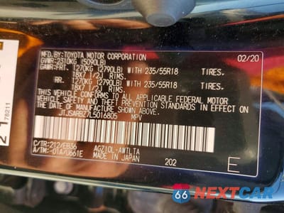 Zdjęcie 14 z 14 samochodu: 2020 LEXUS NX 300 F SPORT VIN:JTJSARBZ7L5016805 - miniatura
