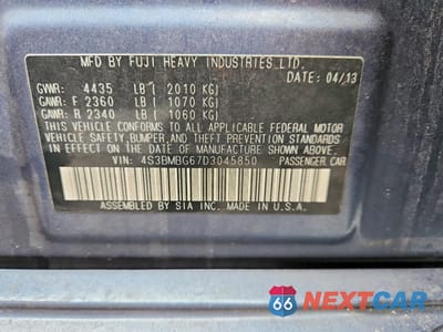 Zdjęcie 12 z 12 samochodu: 2013 SUBARU LEGACY 2.5I PREMIUM VIN:4S3BMBG67D3045850 - miniatura