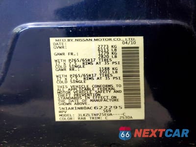 Zdjęcie 13 z 13 samochodu: 2010 NISSAN PATHFINDER S VIN:5N1AR1NB0AC622295 - miniatura