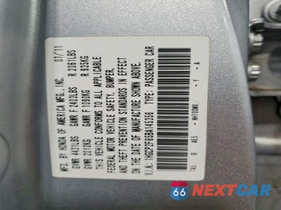 Zdjęcie 12 z 12 samochodu: 2011 HONDA ACCORD EXL VIN:1HGCP2F85BA145356 - miniatura
