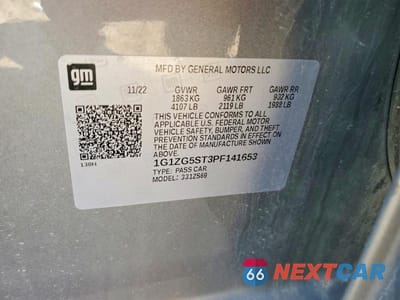 Zdjęcie 13 z 13 samochodu: 2023 CHEVROLET MALIBU RS VIN:1G1ZG5ST3PF141653 - miniatura