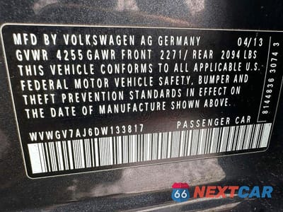 Zdjęcie 10 z 10 samochodu: 2013 VOLKSWAGEN GTI VIN:WVWGV7AJ6DW133817 - miniatura