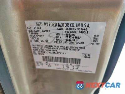 Zdjęcie 12 z 12 samochodu: 2004 FORD F150 VIN:1FTRF12W34NA74177 - miniatura