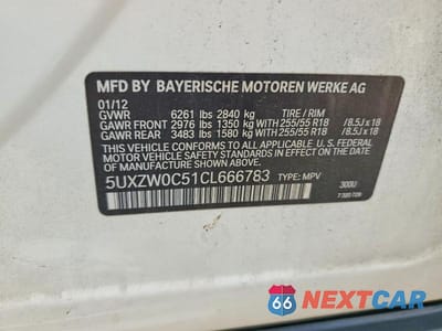 Zdjęcie 13 z 13 samochodu: 2012 BMW X5 XDRIVE35D VIN:5UXZW0C51CL666783 - miniatura
