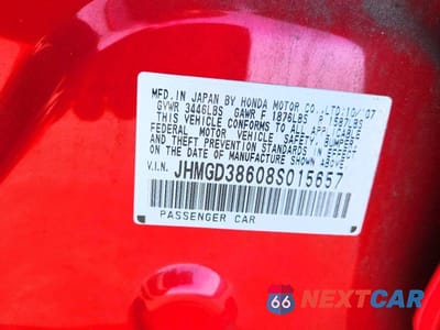 Zdjęcie 12 z 12 samochodu: 2008 HONDA FIT SPORT VIN:JHMGD38608S015657 - miniatura