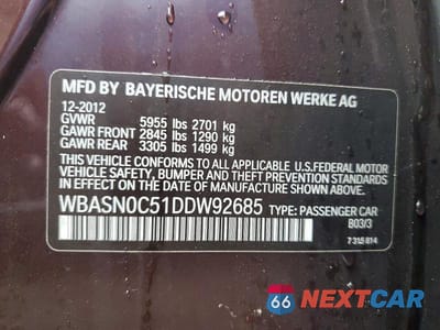 Zdjęcie 12 z 12 samochodu: 2013 BMW 550 IGT VIN:WBASN0C51DDW92685 - miniatura