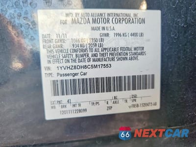 Zdjęcie 13 z 13 samochodu: 2012 MAZDA 6 I VIN:1YVHZ8DH8C5M17553 - miniatura