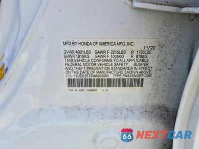 Zdjęcie 12 z 12 samochodu: 2021 ACURA ILX VIN:19UDE2F37MA003060 - miniatura