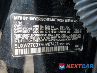 Zdjęcie 13 z 14 samochodu: 2017 BMW X3 SDRIVE28I VIN:5UXWZ7C37H0V87421 - miniatura