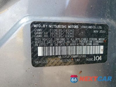 Zdjęcie 12 z 12 samochodu: 2021 MITSUBISHI MIRAGE G4 ES VIN:ML32FUFJ2MHF02181 - miniatura