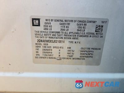 Zdjęcie 13 z 13 samochodu: 2018 CHEVROLET EQUINOX PREMIER VIN:2GNAXWEX5J6210814 - miniatura