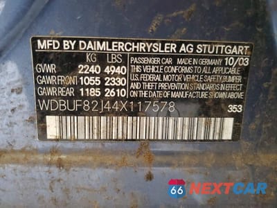 Zdjęcie 12 z 12 samochodu: 2004 MERCEDES-BENZ E 320 4MATIC VIN:WDBUF82J44X117578 - miniatura