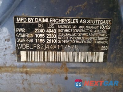 Zdjęcie 12 z 12 samochodu: 2004 MERCEDES-BENZ E 320 4MATIC VIN:WDBUF82J44X117578 - miniatura