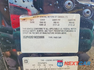 Zdjęcie 12 z 12 samochodu: 1998 PONTIAC FIREBIRD FORMULA VIN:2G2FV22G1W2230806 - miniatura