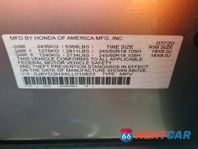 Zdjęcie 13 z 13 samochodu: 2020 ACURA MDX VIN:5J8YD3H3XLL010823 - miniatura