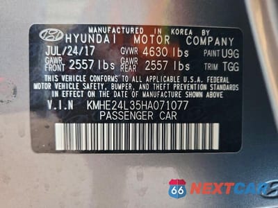 Zdjęcie 12 z 12 samochodu: 2017 HYUNDAI SONATA HYBRID SE VIN:KMHE24L35HA071077 - miniatura