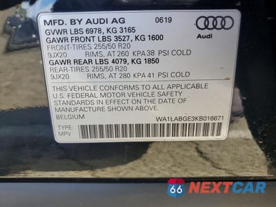 Zdjęcie 14 z 14 samochodu: 2019 AUDI E-TRON PREMIUM PLUS VIN:WA1LABGE3KB016671 - miniatura