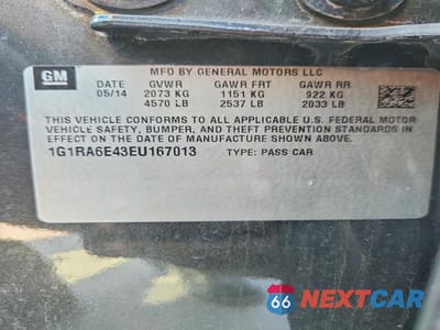 Zdjęcie 13 z 13 samochodu: 2014 CHEV VOLT VIN:1G1RA6E43EU167013 - miniatura