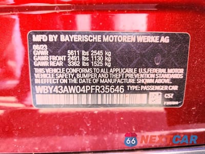 Zdjęcie 12 z 12 samochodu: 2023 BMW I4 EDRIVE 35 VIN:WBY43AW04PFR35646 - miniatura