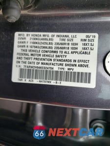 Zdjęcie 14 z 14 samochodu: 2019 HONDA CR-V TOURING VIN:7FARW2H94KE024704 - miniatura