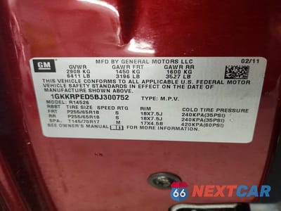 Zdjęcie 13 z 13 samochodu: 2011 GMC ACADIA SLE VIN:1GKKRPED5BJ300752 - miniatura